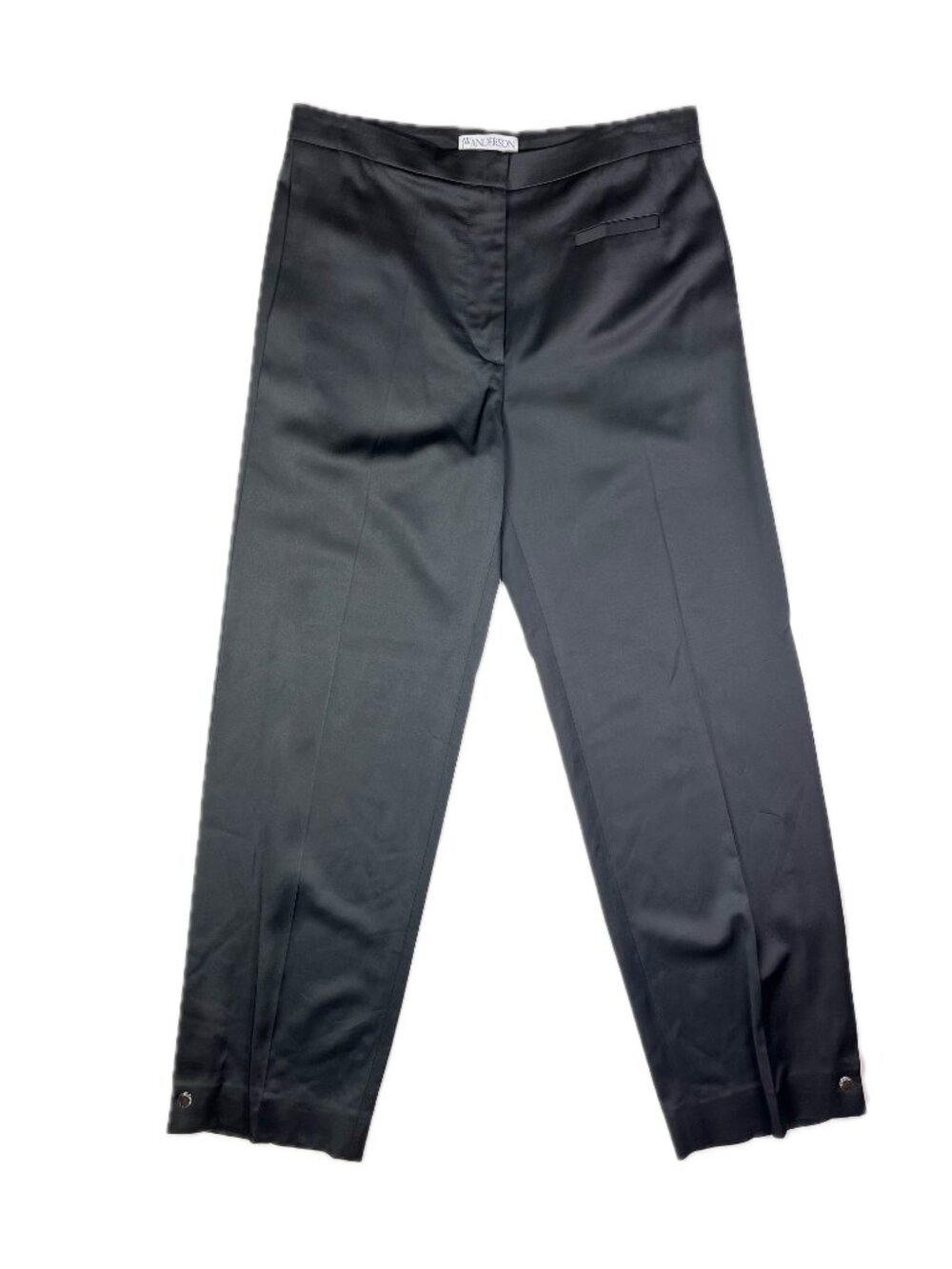 JW Anderson Size US 4 Black Heavy Satin Trousers Snap Cuffs